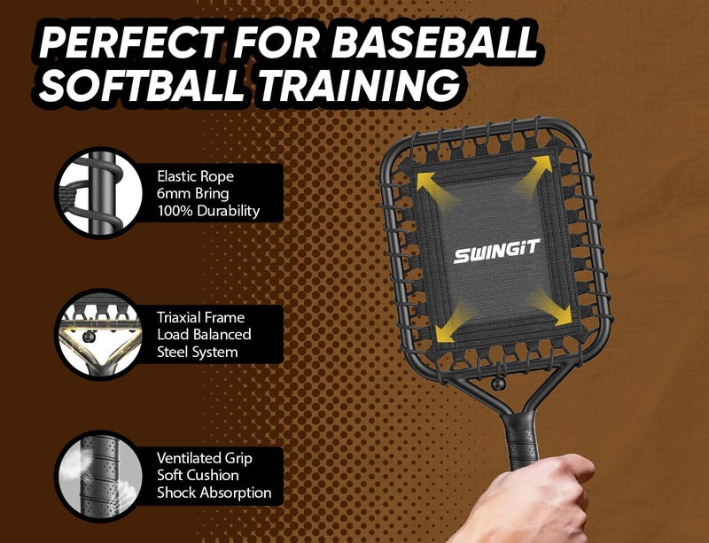 Swing It Fungo Baseball Racket for Fly Balls, Grounders, and Line Drives, Fungo Bat Softball Training Equipment for Coaches and Parents - Image 2